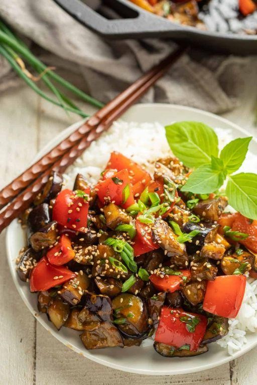 Tindora and Eggplant Stir-Fry with Sesame Oil