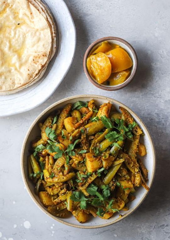 Tindora and Potato Curry with Coconut Milk