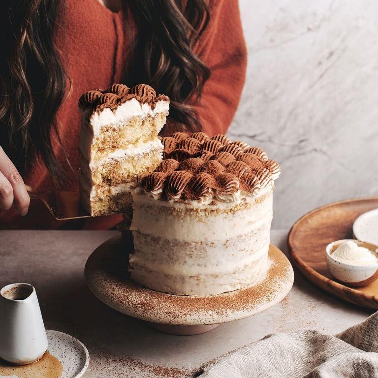 Tiramisu Birthday Cake with Coffee Soaked Layers