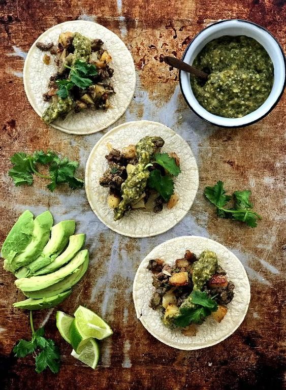 Tomatillo and Beef Tacos