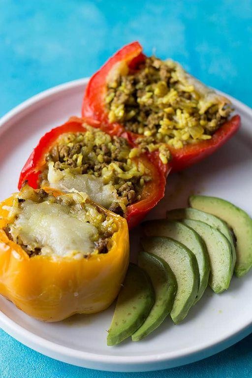 Tomatillo and Rice Stuffed Peppers