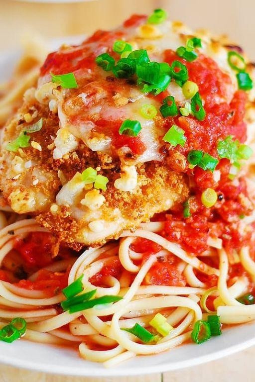 Tomato Basil Chicken Parmesan Pasta