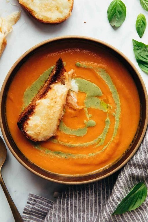 Tomato Bisque with Fresh Pesto Drizzle