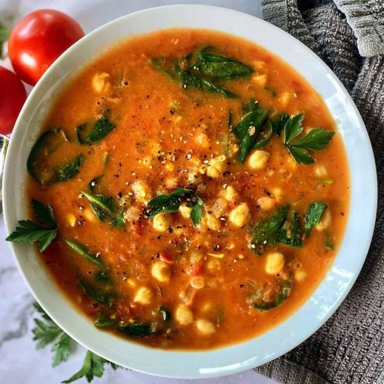 Tomato and Chickpea Vita Mix Soup with Turmeric
