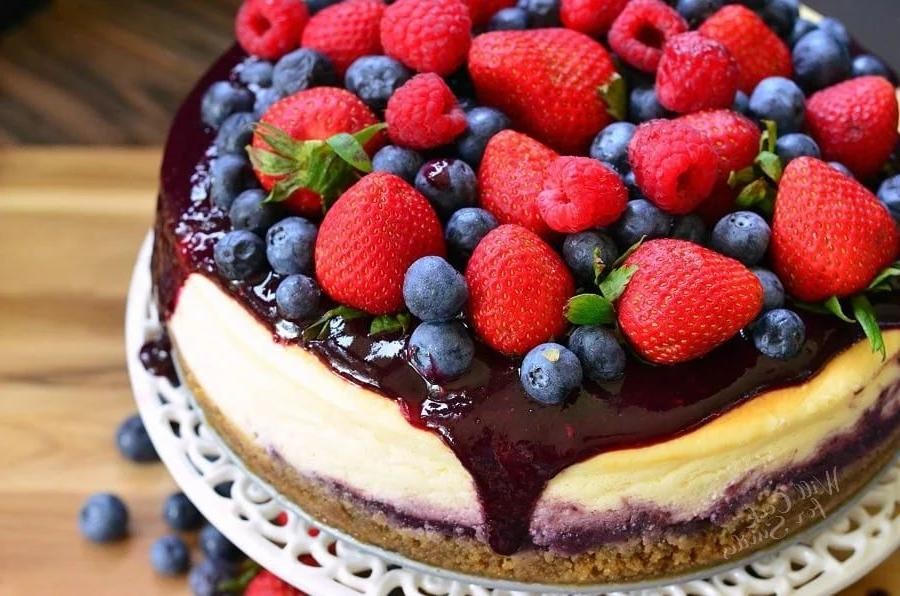 Triple Berry Cheesecake Swirl Cake