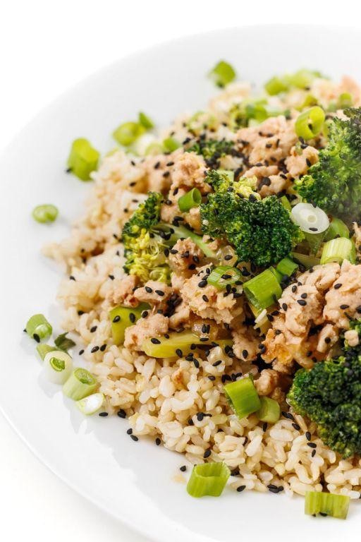 Turkey and vegetable stir-fry with brown rice
