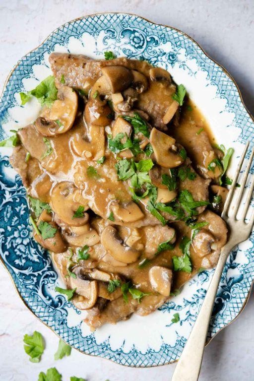 Veal Marsala with Roasted Garlic and Spinach