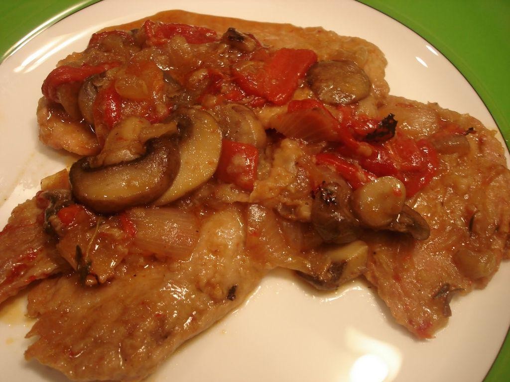 Veal Marsala with Roasted Red Peppers and Feta