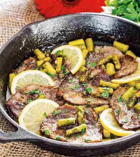 Veal Piccata with Asparagus and Lemon Zest