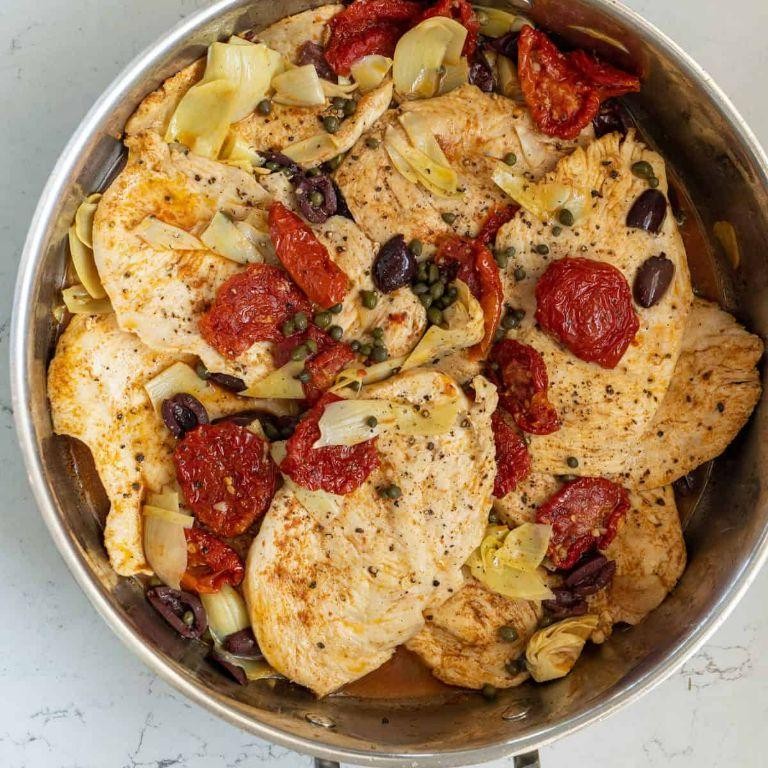 Veal Piccata with Sun-Dried Tomatoes and Olives
