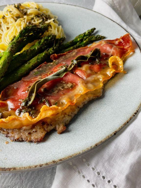 Veal Saltimbocca with Asparagus and Hollandaise