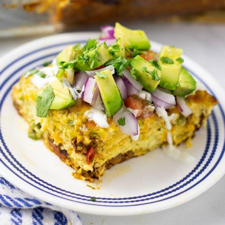 Vegan Breakfast Casserole with Avocado and Pico de Gallo