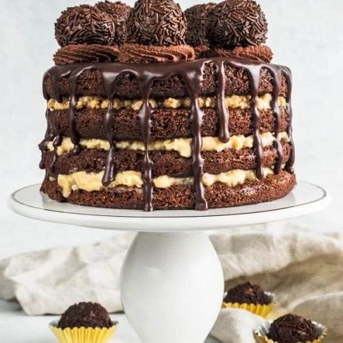 Vegan German Chocolate Cake with Cashew Frosting