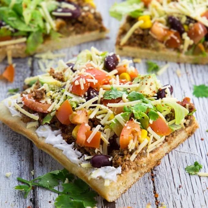 Vegan Taco Pizza with Lentils and Cashew Cheese