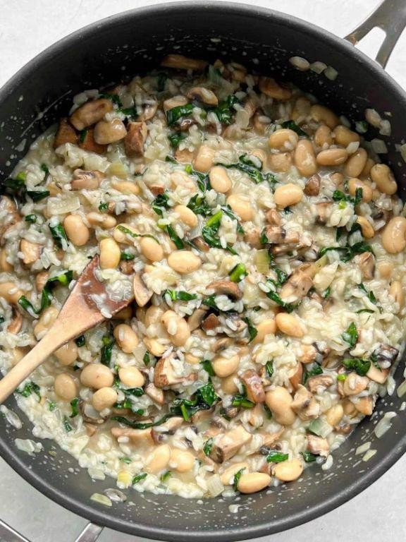 Vegan White Bean and Mushroom Risotto
