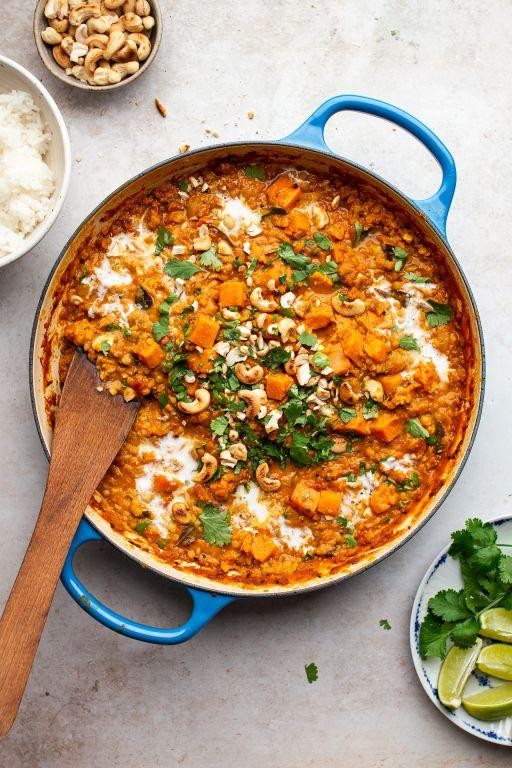 Vegan lentil and sweet potato curry
