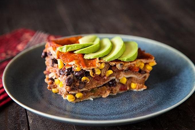 Vegetarian Mexican Lasagna with Corn and Beans