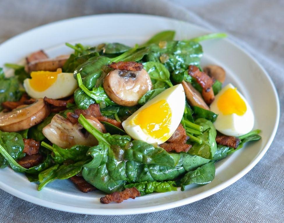 Warm Bacon and Egg Spring Mix Salad