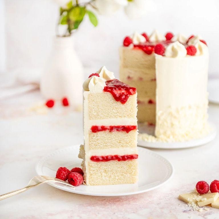 White Chocolate Raspberry Birthday Cake