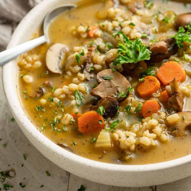 Wild Mushroom and Barley Soup with Thyme