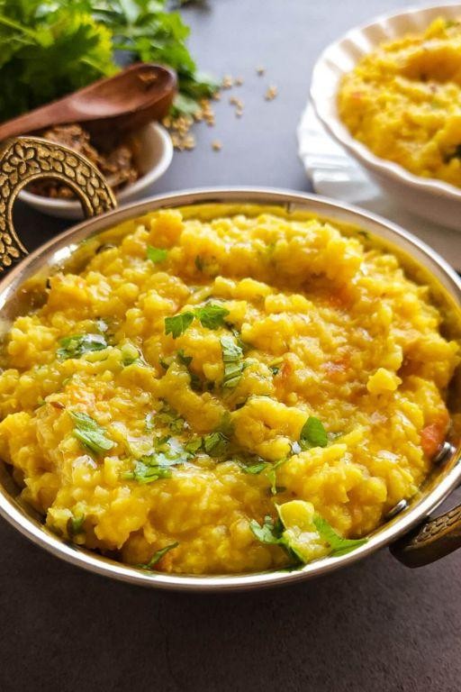 Yellow Moong Dal Bhat with Ghee and Coriander