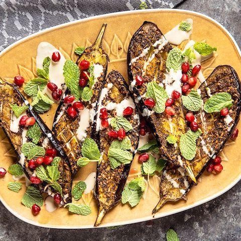 Zaatar Roasted Eggplant with Tahini Drizzle