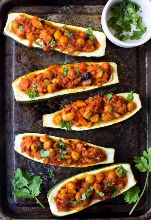 Zaatar and Chickpea Stuffed Zucchini