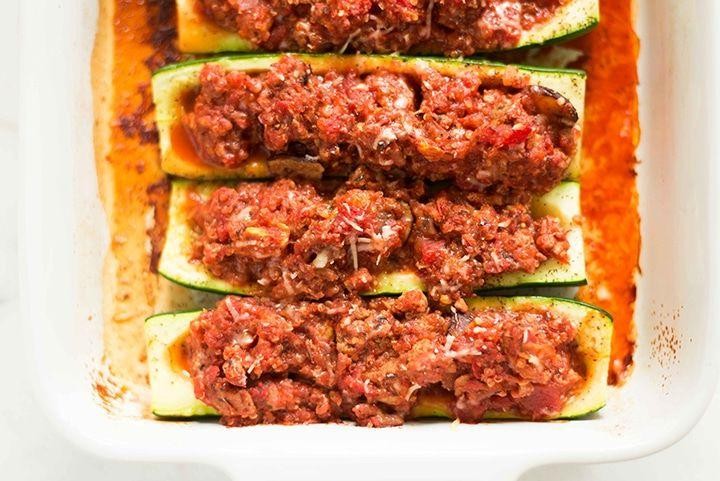 Zucchini Boats with Ground Beef and Quinoa Stuffing