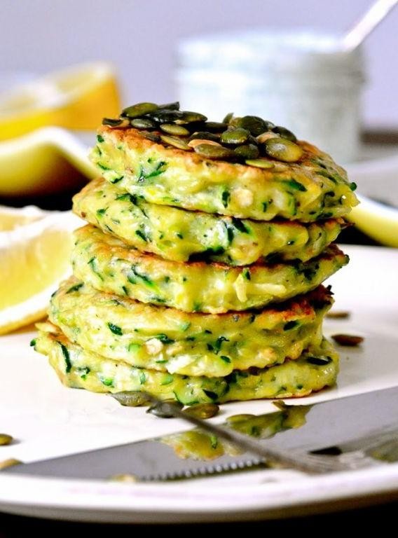 Zucchini Pancakes with Sour Cream