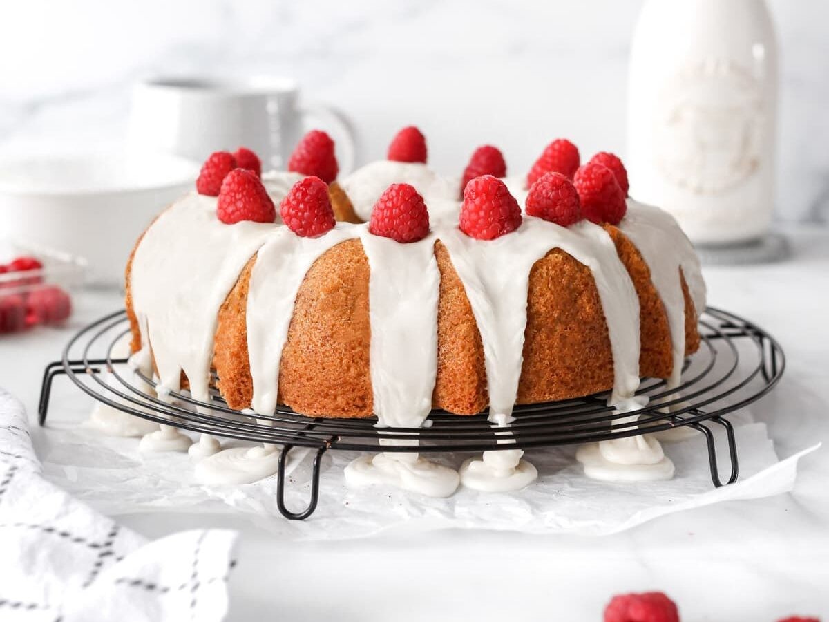 Raspberry White Chocolate Bundt Cake