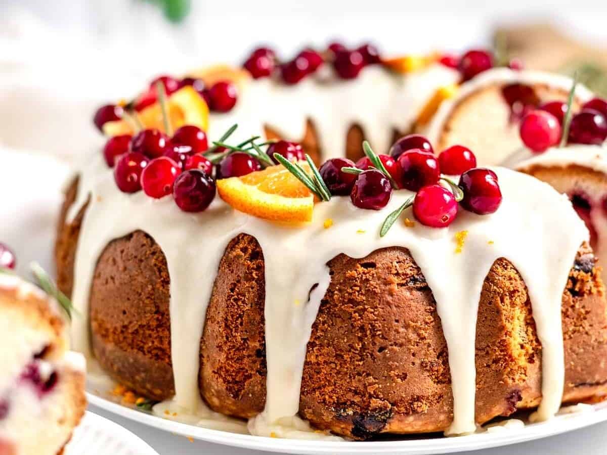 Christmas Cranberry Bundt Cake with Sour Cream