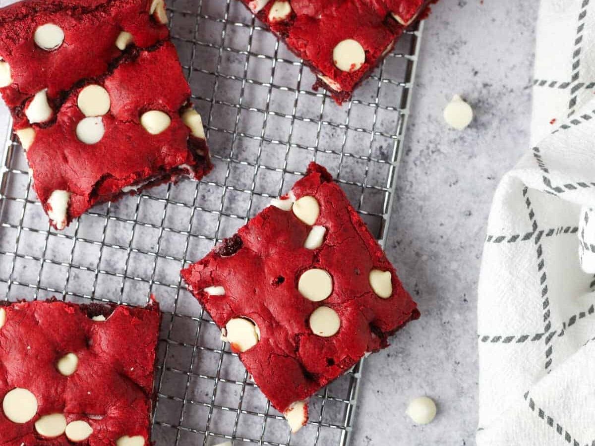 Fudgy Red Velvet Cake Mix Brownies