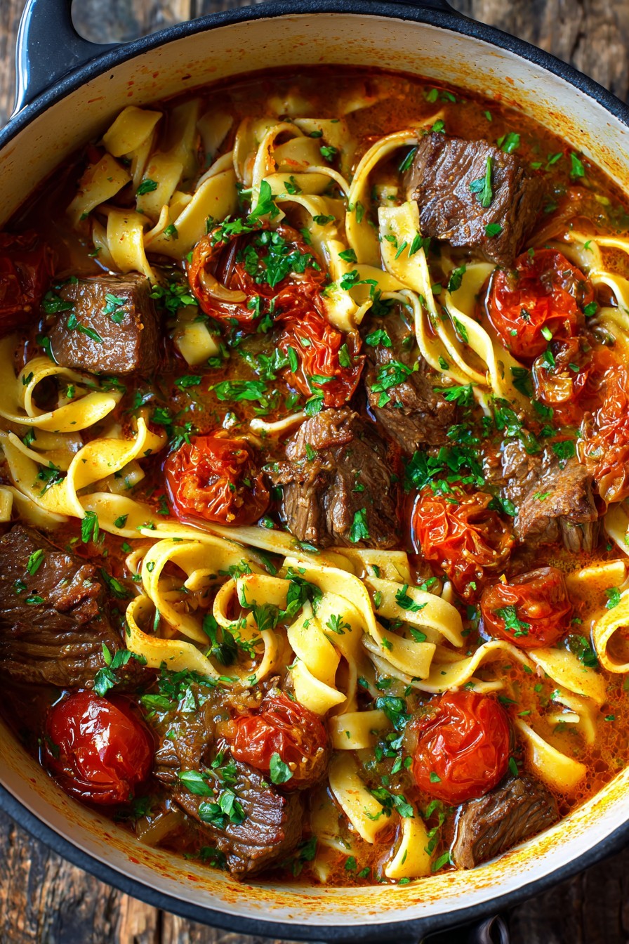 Beef Tomato Noodle Broth