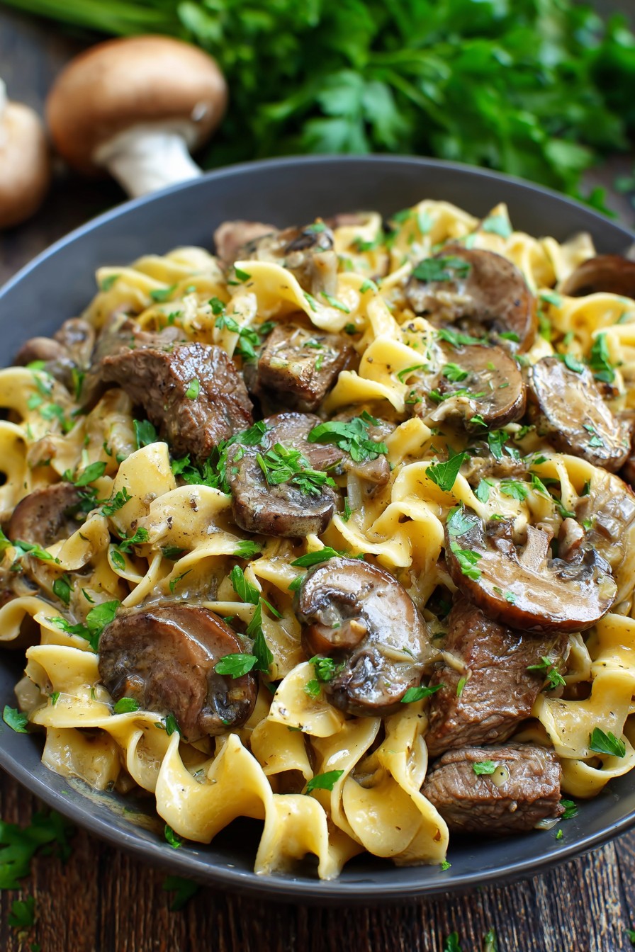 One Pot Beef Stroganoff